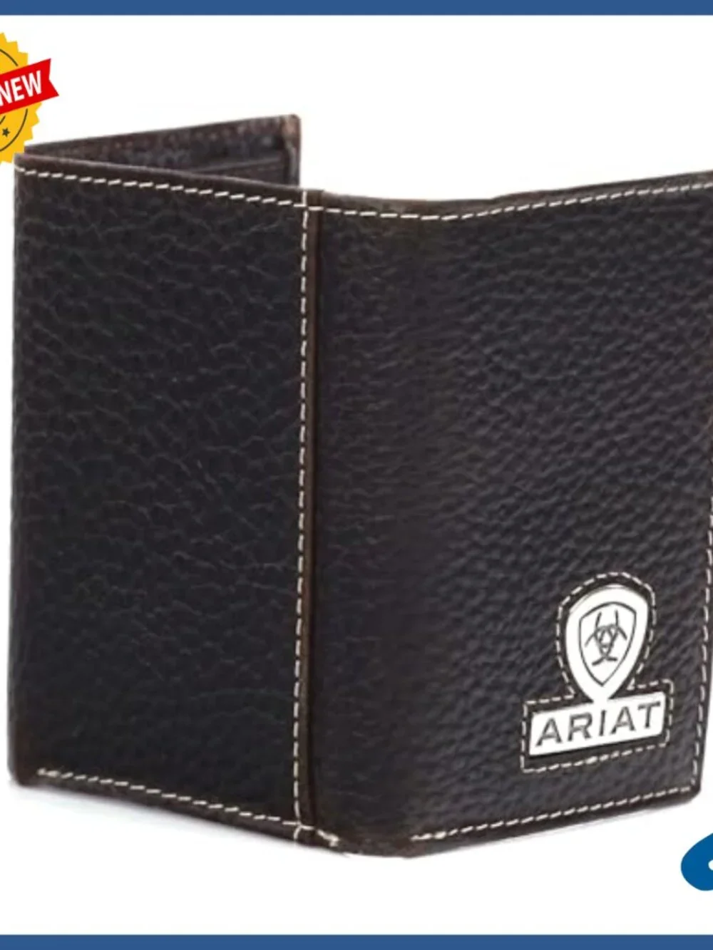 Genuine Leather Trifold Wallet with ID Window and 9 Pockets